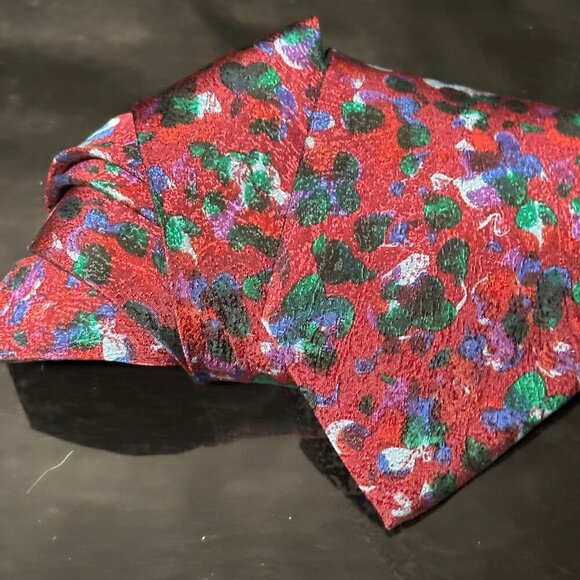 Missoni Tie Burgundy Abstract Maroon Silk Necktie Neckwear VTG Painterly - Picture 7 of 7